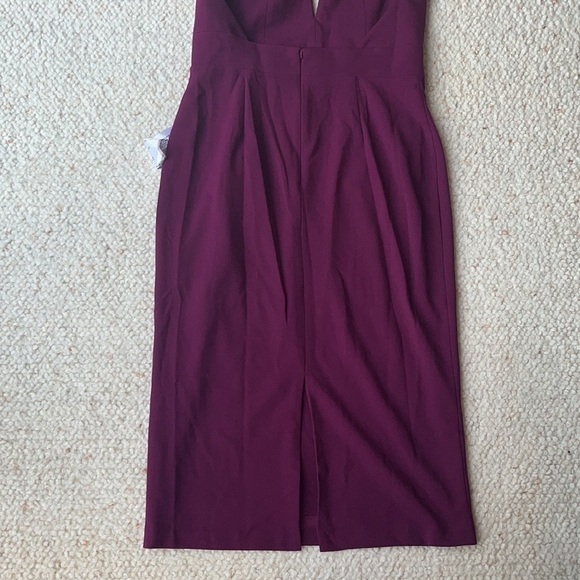 Dress the Population‎ Vanessa Plunging Halter Bodycon Midi Dress Dark Magenta S - Picture 8 of 11